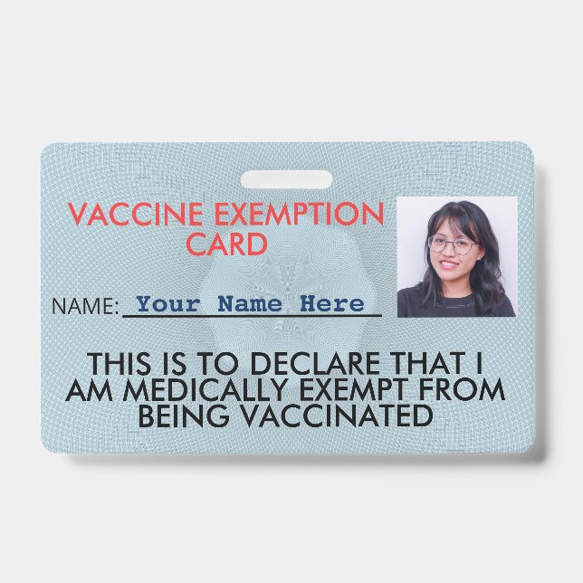 Vaccine Exemption Card ID Badge (Front)