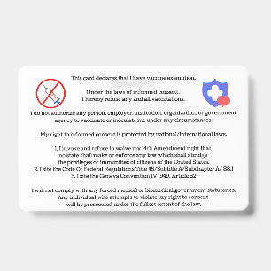 Vaccine Exemption Card ID Badge