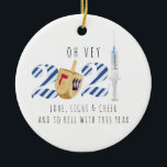 Vaccine Hanukkah | Funny 2021 Commemorative Ceramic Tree Decoration<br><div class="desc">A great way to remember the year 2021 when the planet got their shots. Personalise the back with your name or add your own family photo. Add your custom wording to this design by using the "Edit this design template" boxes on the right hand side of the item, or click...</div>
