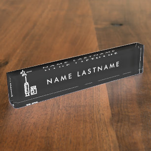 Vaccine Icon Elegant Simple Minimalist Black Nameplate