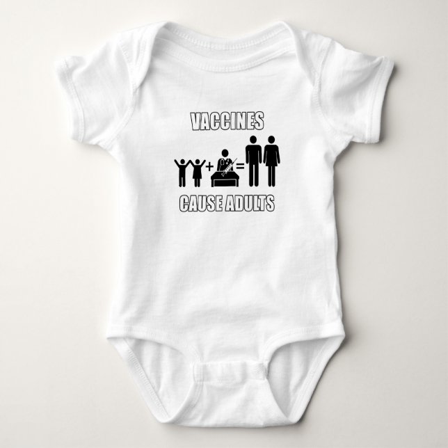 Vaccines cause adults funny science bodysuit (Front)