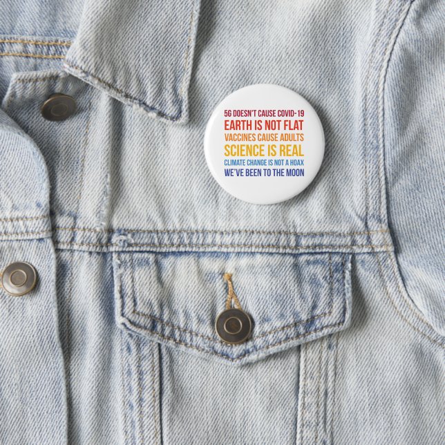 Vaccines Science Climate Change Is Real 5G Covid 6 Cm Round Badge (In Situ)