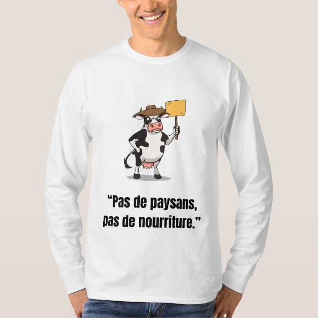 Vache en Colère en Protestation – T-shirt Cartoon  (Front)