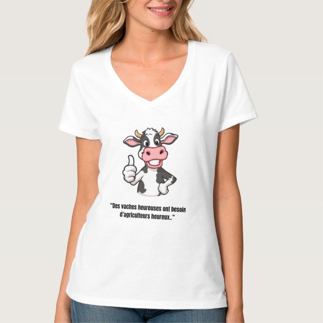 Vache Positive – T-shirt Cartoon Humoristique (Front)