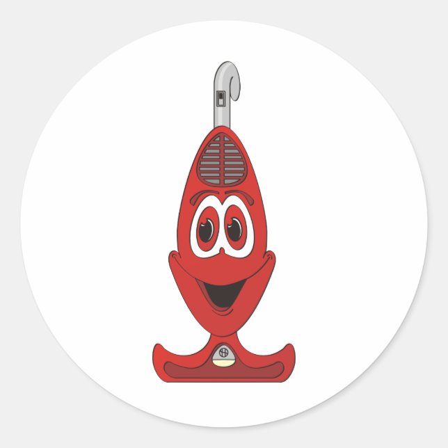 Vacuum Cartoon Red Classic Round Sticker (Front)