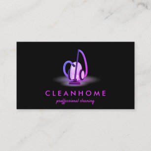 Vacuum Cleaner Neon Business Card