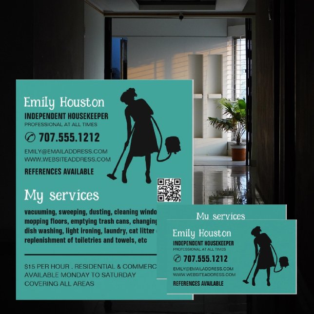 Vacuum Cleaner Silhouette, Housekeeper, Maid Business Card (Creator Uploaded)