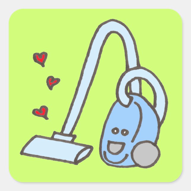 Vacuum Cleaner with Hearts Square Sticker (Front)