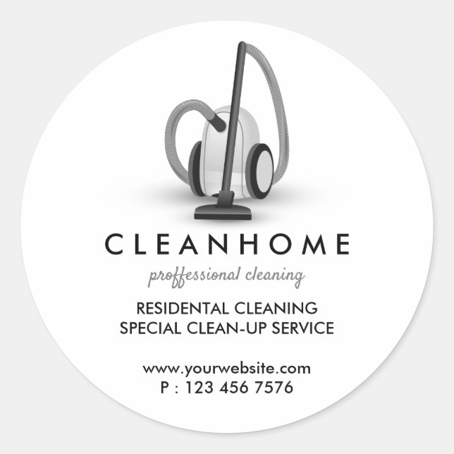 Vacuum Machine Housekeeper Service Classic Round Sticker (Front)