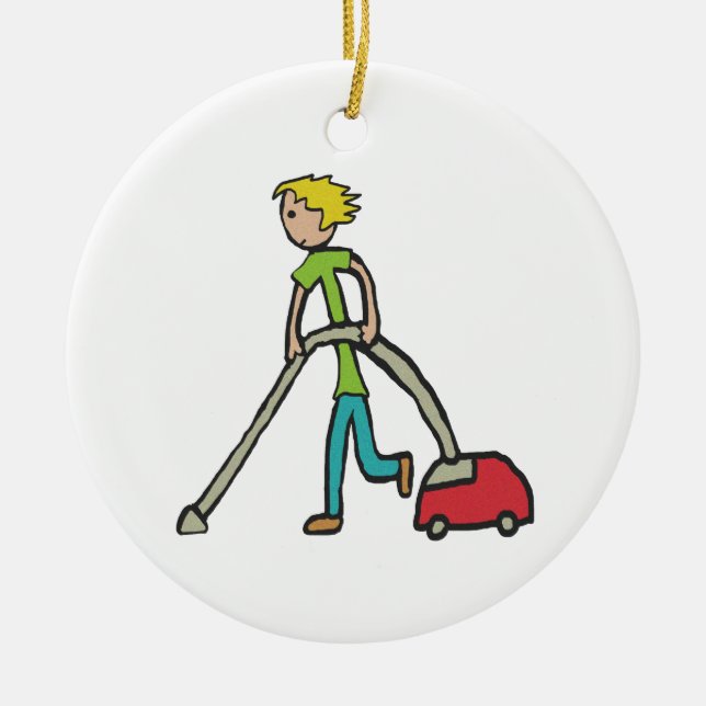 Vacuuming Ceramic Tree Decoration (Front)