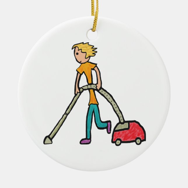 Vacuuming Ceramic Tree Decoration (Front)