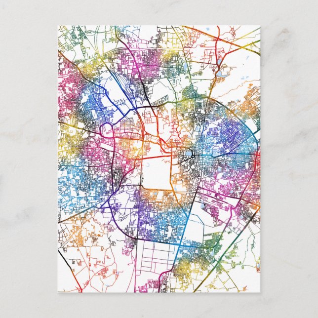 Vadodara Gujarat City Map Postcard (Front)