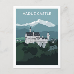 Vaduz Castle Liechtenstein Stylist Illustration Postcard