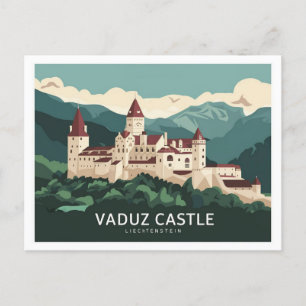 Vaduz Castle Liechtenstein Stylist Illustration Postcard