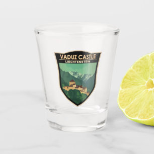 Vaduz Castle Liechtenstein Travel Vintage Badge Shot Glass