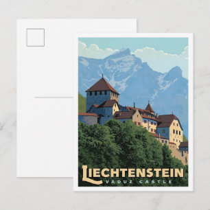 Vaduz Castle Liechtenstein Vintage Art Travel Postcard