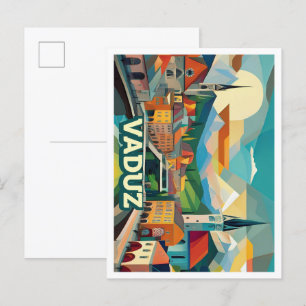 Vaduz Liechtenstein Travel artistic colourful Postcard