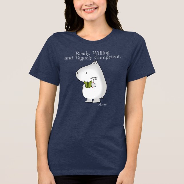 Vaguely Competent Hippo by Sandra Boynton Tri-Blend Shirt (Front)