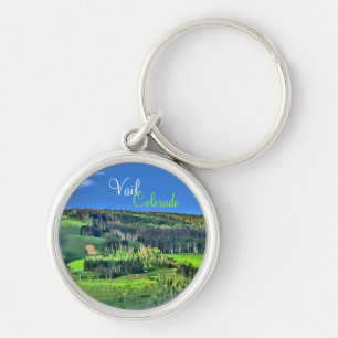 Vail Colorado bright ski run scenic keychain