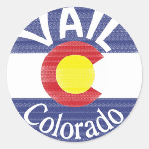 Vail Colorado circle flag Classic Round Sticker