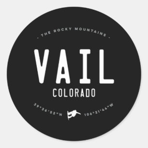 Vail Colorado Distressed Snowboard Classic Round Sticker