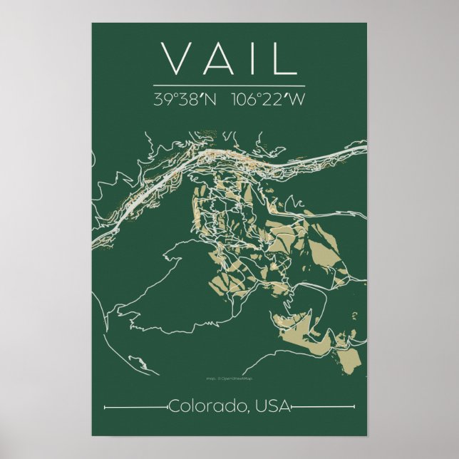 Vail Colorado Map Poster Mountain Edition Minimal (Front)