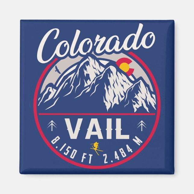 Vail Colorado Mountain Retro Sunset Souvenirs Magnet (Front)