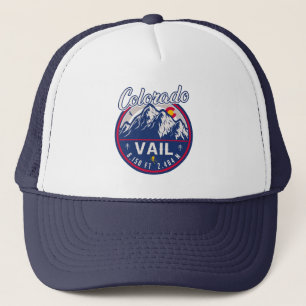 Vail Colorado Mountain Retro Sunset Souvenirs Trucker Hat