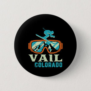 Vail Colorado Mountain Vintage Retro Skiing And Sn 6 Cm Round Badge