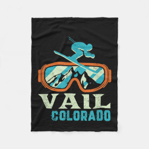 Vail Colorado Mountain Vintage Retro Skiing And Sn Fleece Blanket