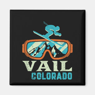 Vail Colorado Mountain Vintage Retro Skiing And Sn Magnet