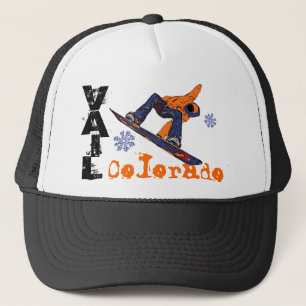 Vail Colorado orange blue snowboarder hat