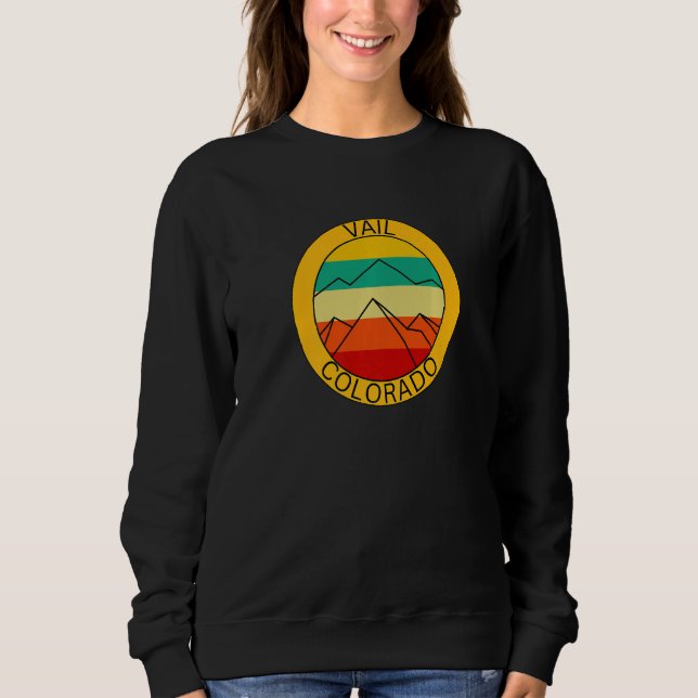 Vail Colorado Retro Mountain Sunset Souvenir   Sweatshirt (Front)