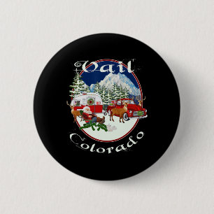 Vail Colorado Rocky Mountains Christmas Skiing Sou 6 Cm Round Badge