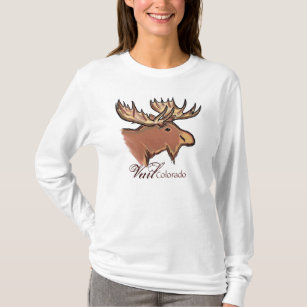 Vail Colorado simple moose ladies long sleeve T-Shirt