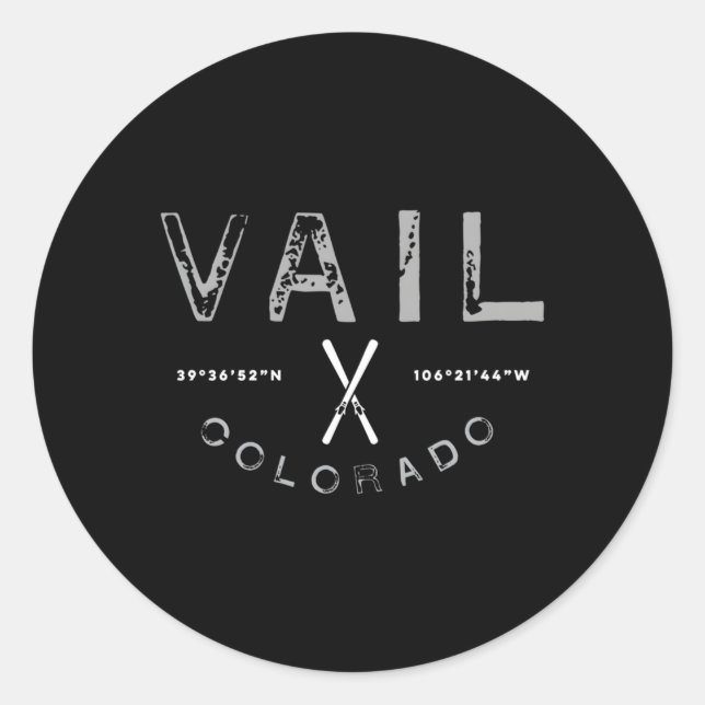 Vail Colorado Ski Classic Round Sticker (Front)