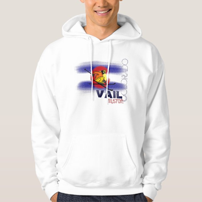Vail Colorado ski elevation flag hoodie (Front)
