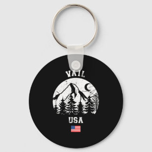 Vail Colorado Ski Resort Alpine Skiing American Fl Key Ring