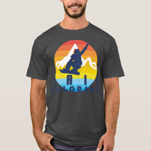 Vail Colorado Snowboard Vail Retro 70s Round Sun V T-Shirt