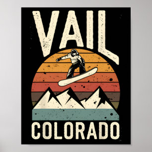Vail Colorado Snowboard Vintage Snowboarding Mount Poster