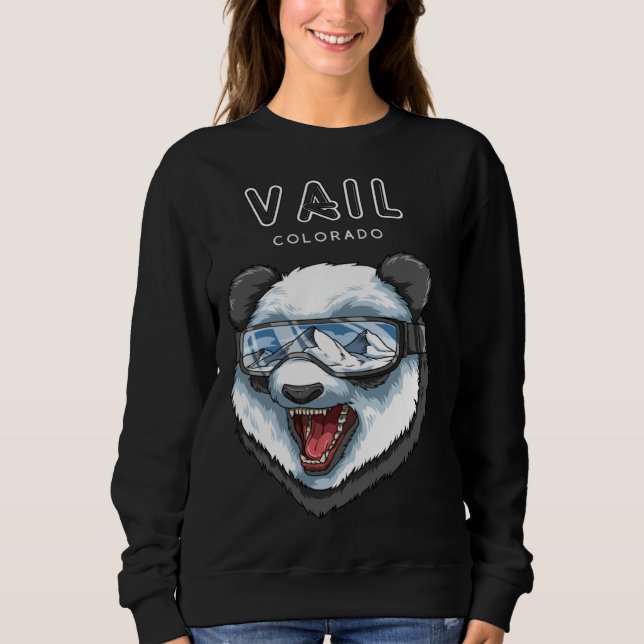 Vail Colorado  USA Panda Ski Sweatshirt (Front)
