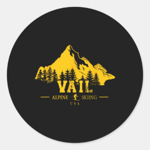 Vail Colorado Usa Ski Resort Alpine Skiing Souveni Classic Round Sticker