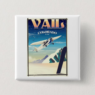 Vail Colorado vintage travel poster 15 Cm Square Badge