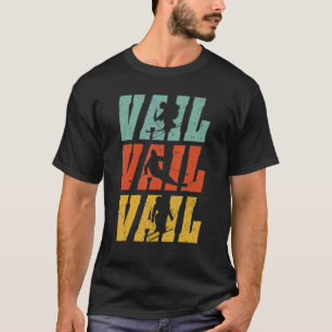Vail Letters In Retro Colours Skier Silhouette Win T-Shirt