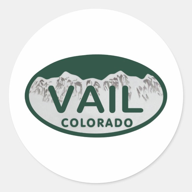 Vail license oval classic round sticker (Front)