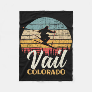 Vail Skiing Colorado Vintage Mountain Ski Fleece Blanket