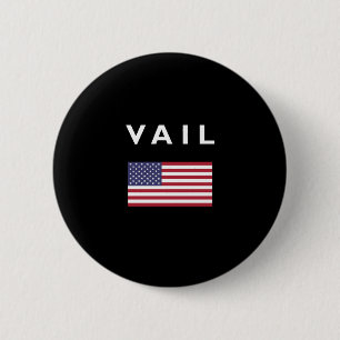 Vail USA American Flag Dark Color 6 Cm Round Badge