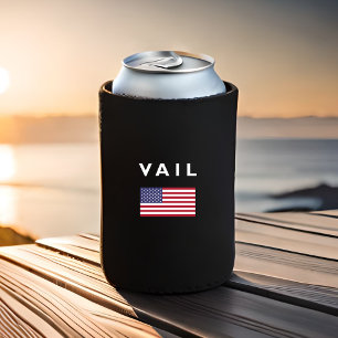Vail USA American Flag Dark Colour Can Cooler