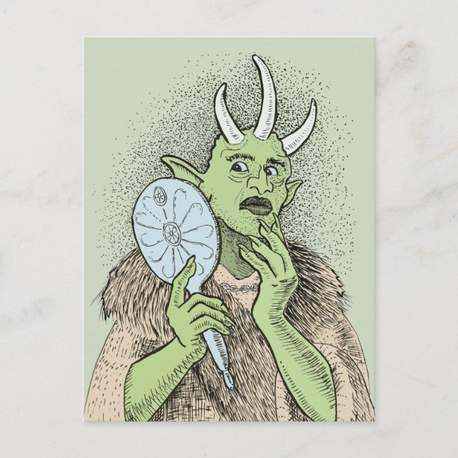 Vain Ogre with Hand Mirror Postcard (Front)
