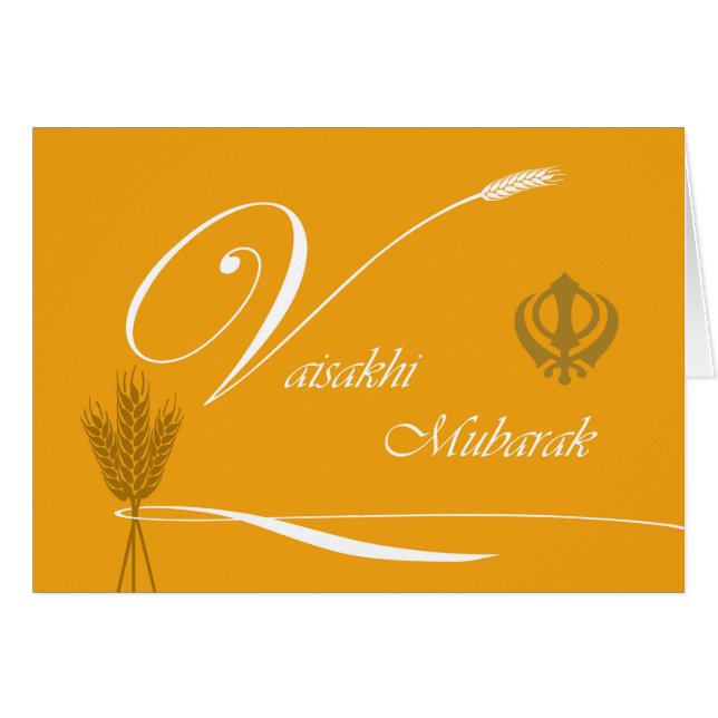 Vaisakhi Mubarak, Grain, Ribbon, Khanda (Front Horizontal)